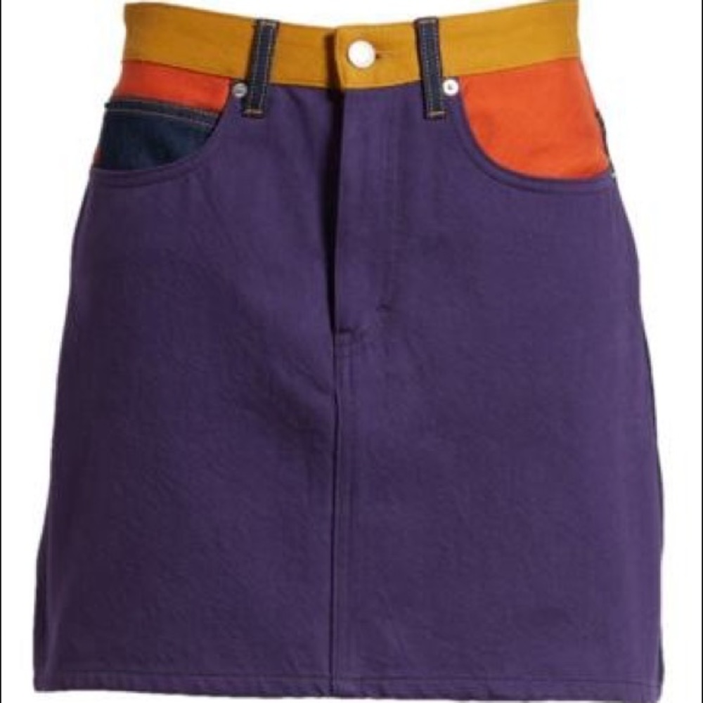 Calvin Klein High-Waist Denim Patch Skirt